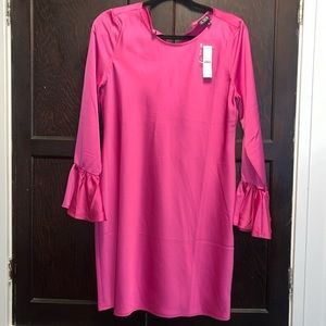 J Crew Women’s Bell Sleeved Short Pink Satin Mini Dress